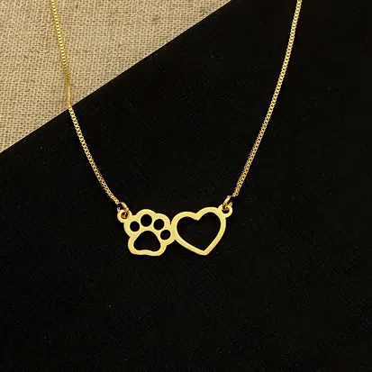 GARGANTILHA PATINHA CORAÇÃO DOURADO